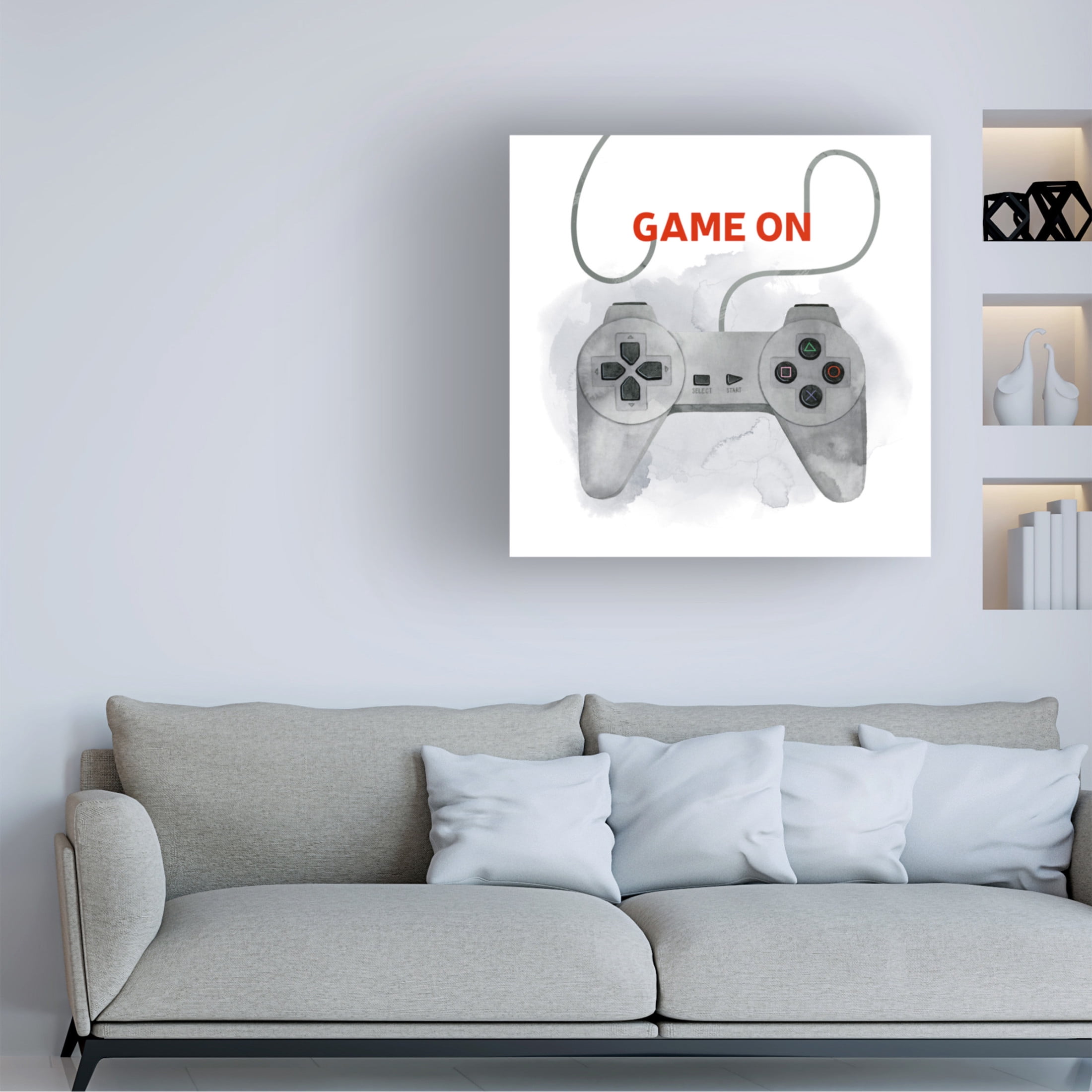 Canvas Wall Art - Grace Popp 'Game On II' Wall Art for Living Room, Bedroom, or Office Décor by Trademark Fine Art - 18 x 18 Inches