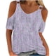 thumbnail image 1 of Camisas de Manga Corta para las Mujeres Blusa de Cuello Redondo de Impresión Casual, Top de Algodón de Imitación Ligero para el Hogar, el Uso Diario Y las Cuatro Estaciones, 1 of 4