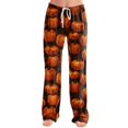 thumbnail image 3 of Womens Halloween Pajamas Pants Loose Fit Wide Leg Trouser Pants Casual Elastic Waist Drawstring Palazzo Pants, 3 of 6