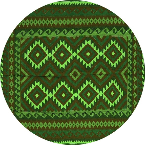 Ahgly Company Indoor Round Southwestern Green Country Area Rugs, 8' Round