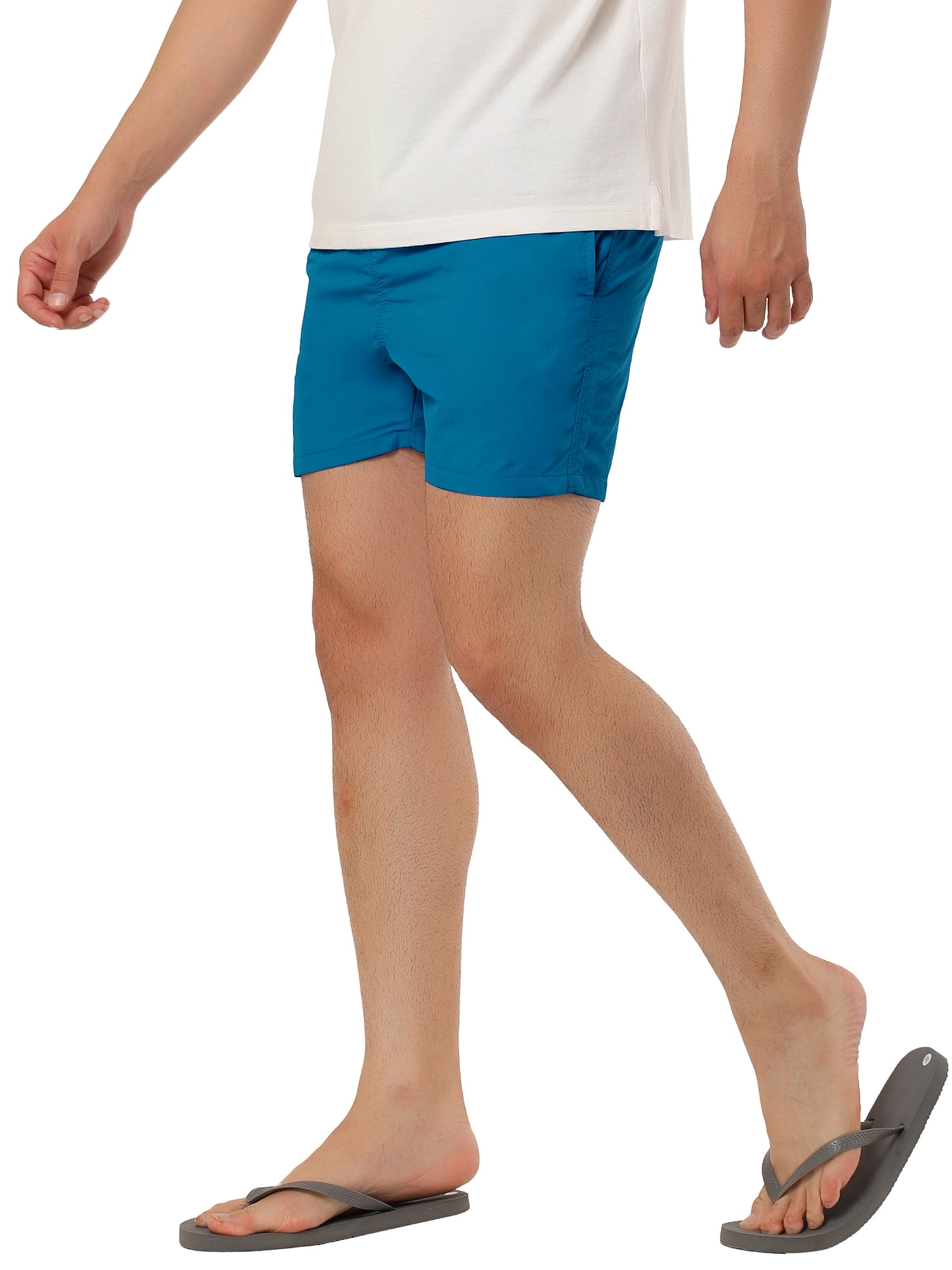 Unique Bargains Men's Casual Elastic Waistband Drawstring Mesh Lining Board Shorts 30 Dusty Blue