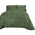 thumbnail image 2 of D.N.G. BEDDINGS 800 Thread Counts, 100% Egyptian Cotton, 550 GSM Microfiber filled Quilt Ruffled With Small Pom Pom Textured 1 Piece Super King Size Comforter, Moss, 2 of 6