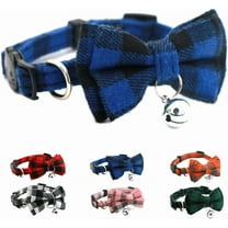 Plaid Cat Collar with Bell and Bow, Breakaway Kitten Collar Bowtie Puppy Collars for XXS Xs Small Little Tiny Pet Dogs Boy Girl, for Christmas Hoilday Birthday Party