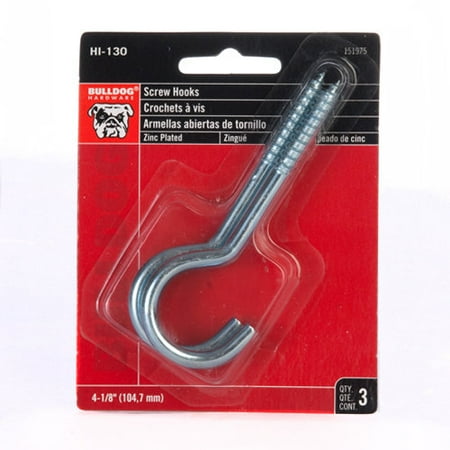 Bulldog Screw Hooks, 4-1/8", 3pc