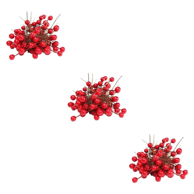 Bearachild 100 piezas de espuma artificial rojo vivo bayas de acebo guirnalda para el hogar decoración navideña ramo fruta baya Type1 NO1