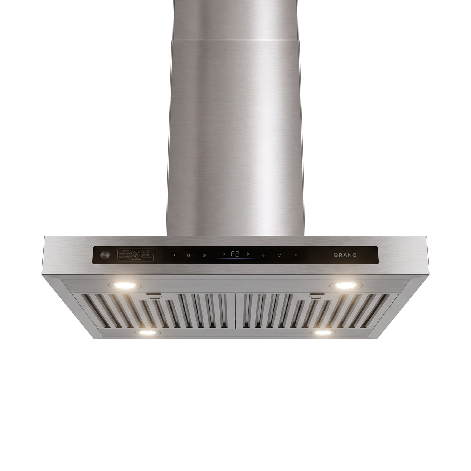 BRANO 30-inch Island Range Hood with Ducted/Ductless Option, 900 CFM, Smart Voice/Gesture/Touch Control - Stainless Steel