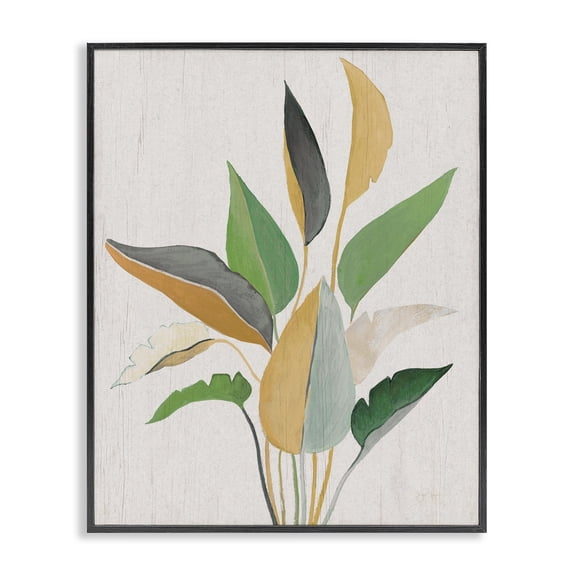 Stupell Industries Scandinavian Neutral Botanical Leaves Black Framed Giclee Art, 11 x 14, by Janet Tava