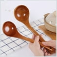 thumbnail image 4 of EUDIDV Serving Spoons Large Wooden Soup Spoon Long Handle Natural Tableware Kitchen Accessories Mixing Spoons Kitchen Spoons, 4 of 5