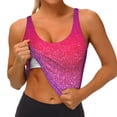thumbnail image 3 of Fotbe Light Purple Glitter Sujetador Deportivo Largo sin Aros para Mujer con Almohadillas y Soporte Medio, Transpirable y Absorbente, Camiseta Tipo Chaleco o Tank Top-Large, 3 of 8