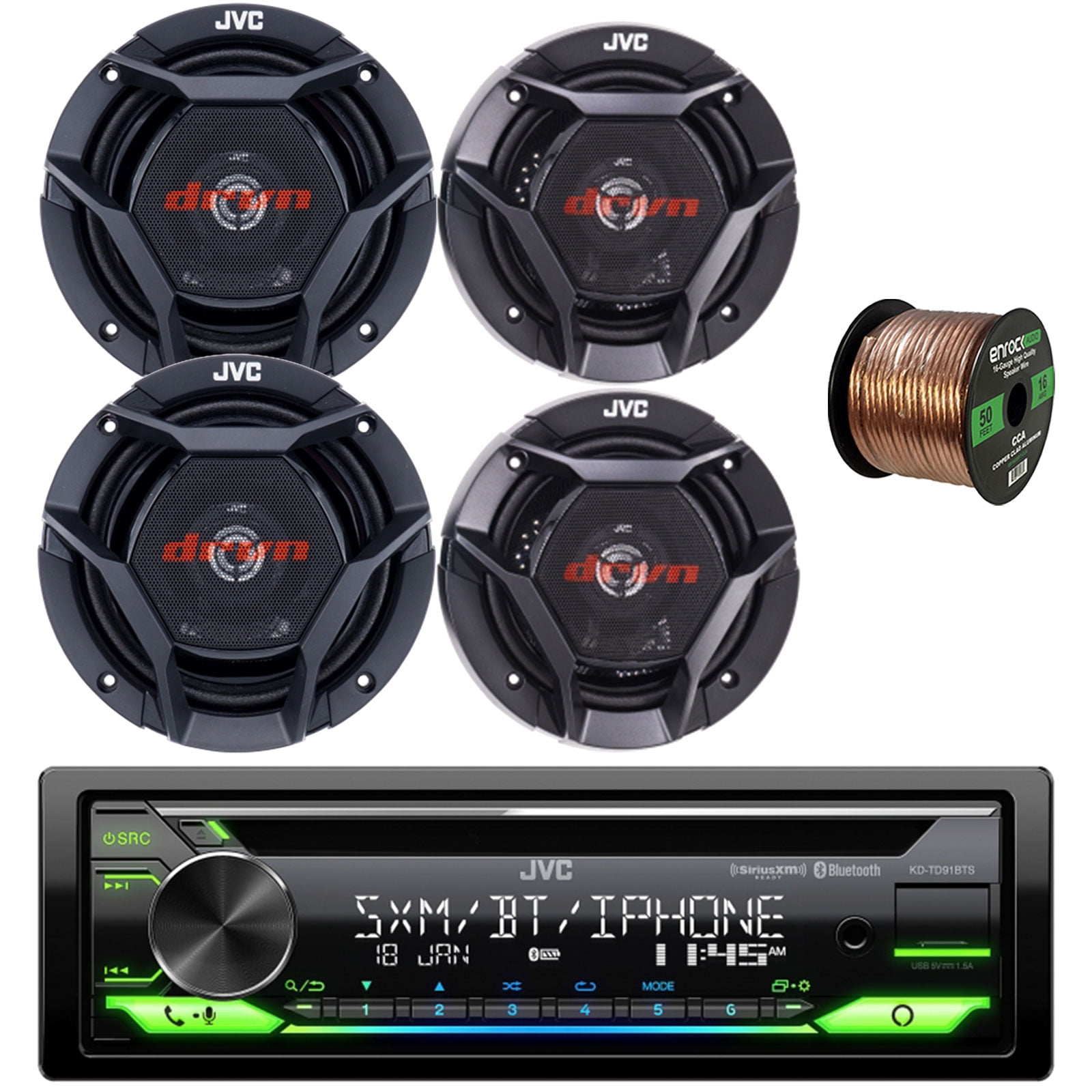 JVC KDTD91BTS Single DIN CD Player Bluetooth USB AUX AM/FM Radio