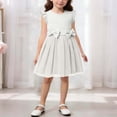 thumbnail image 2 of Girls Ruffle Sleeve Tulle Bow Dress Kids Flower Girl Birthday Party Outfit Princess Wedding Guest Casual Polyester White,Size 1-2 T, 2 of 5