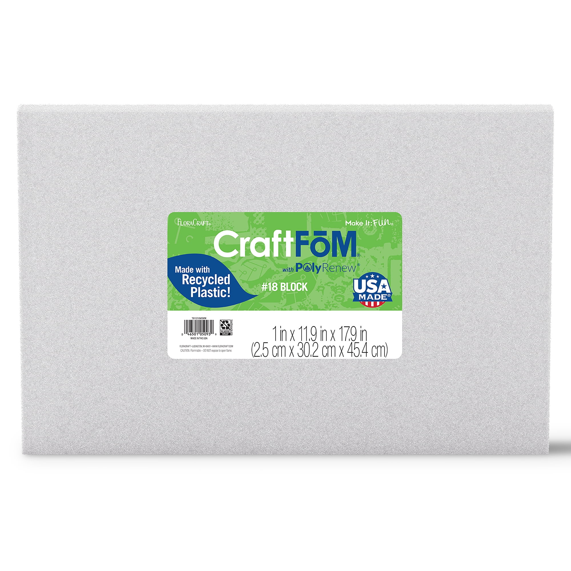 FloraCraft CraftFōM Crafting Foam Block 1' x 11.9' x 17.9' White