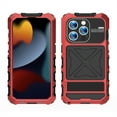 thumbnail image 2 of ELEHOLD Heavy Duty Case for iPhone 15 Plus,Rugged Military Grade Shockproof Case,with Screen Protector Built-in Hidden Foldable Kickstand Metal Back Cover Case for iPhone 15 Plus 6.7" - Red, 2 of 10