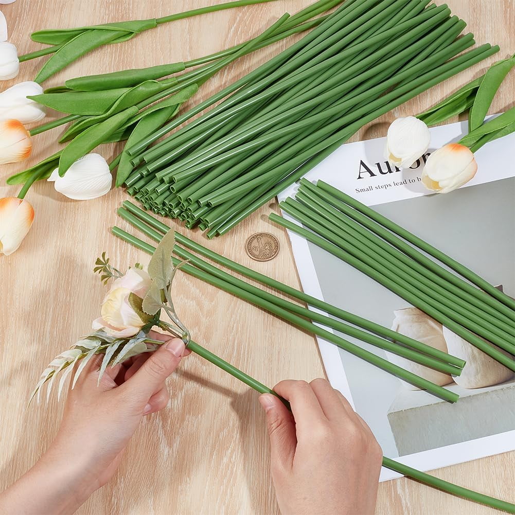 100Pcs Flower Stem Covers 12 Inch Green Tubing Roll Tubes for DIY Bundling Artificial Flowers Simulation Lotus Stem Bouquets Artificial Accessories for DIY DIY Wedding Centerpiece Bouquet