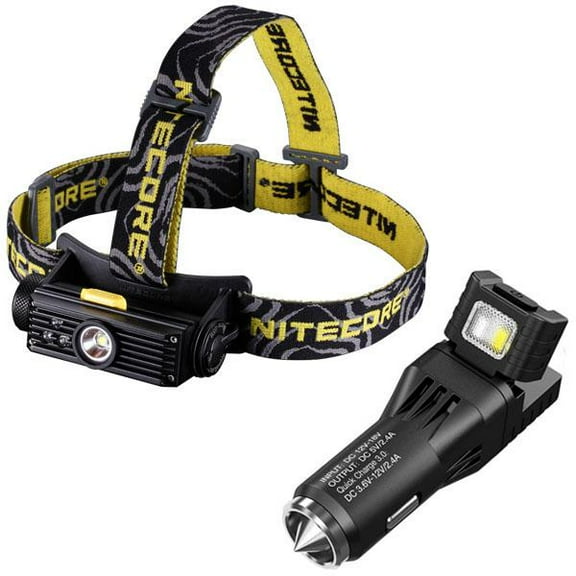 Combo: Nitecore HC90 Rechargeable XM-L2 LED Headlamp w/VCL10 Multi-Tool/USB Car Adapter