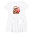 thumbnail image 3 of Inktastic Cute Sloth Hugging Heart Girls Toddler Dress, 3 of 5