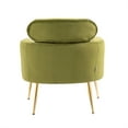 thumbnail image 5 of Velvet Chair, Upholstered Chair with One Lumbar Pillow, Barrel Armchair with High Back and Golden Metal Legs for Living Room Bedroom and Reception Room, Olive, 5 of 7