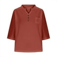 thumbnail image 4 of Timegard Hauts d'Été pour Femmes Col Montant Col en V Bouton Ample Léger Décontracté Manches Courtes Blouse, 4 of 6