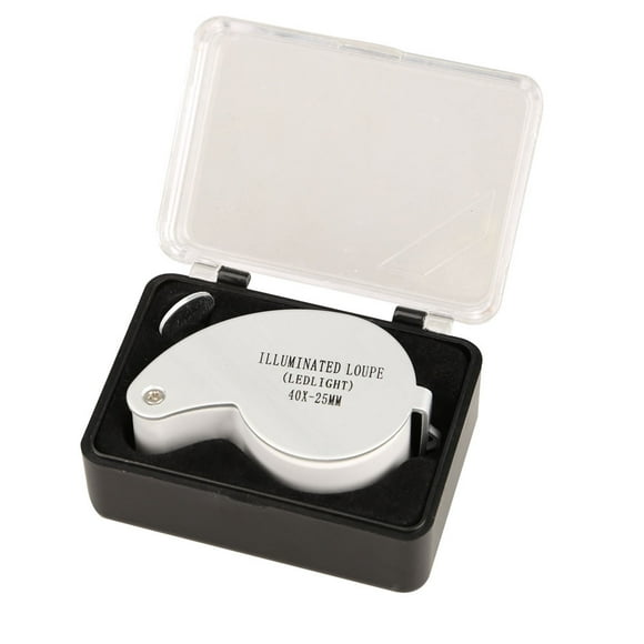 Yucurem 40X Illuminated Loupe Illuminated Jeweler White Lens Loupe Magnifier Plastic Box