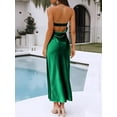 thumbnail image 3 of Vestido largo Realtix de seda satinada sin espalda para mujer, 3 of 5