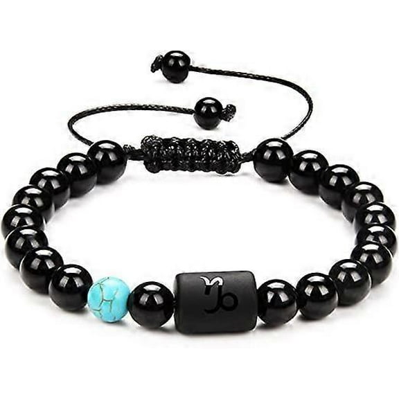 Bracelet, Natural Healing Black Obsidian Bracelet for Men Women Couple Friends, 8mm Adjustable Const