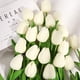 thumbnail image 4 of 16 flores artificiales de tulipanes azules, ramo de tulipanes de poliuretano sintético falso, flor de tacto real + para boda, fiesta, hogar, jardín, oficina, bricolaje, arreglo floral, decoración Sailing Electrónica, 4 of 6