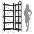thumbnail image 3 of QinaQin Librero esquinero industrial en forma L, diseño alto de 5 o 7 niveles con estructura metálica para sala o recámara, 3 of 7