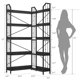 thumbnail image 3 of QinaQin Librero esquinero industrial en forma L, diseño alto de 5 o 7 niveles con estructura metálica para sala o recámara, 3 of 7