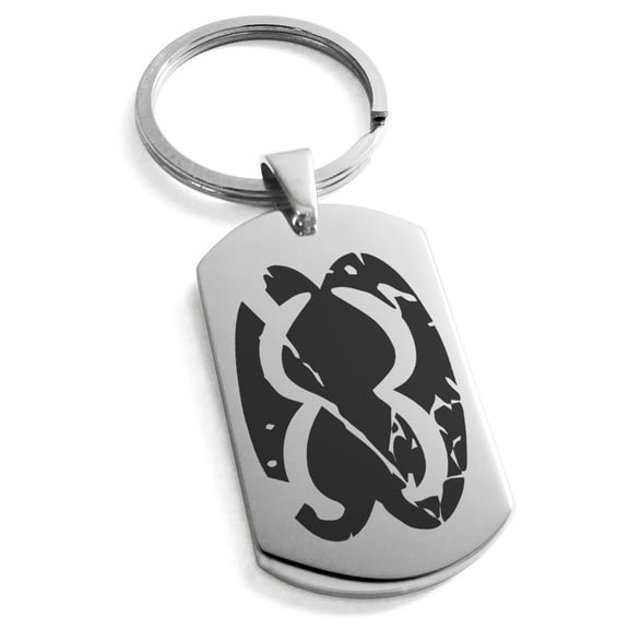 Stainless Steel Ancient Tribal Unity Rune Engraved Dog Tag Keychain Keyring