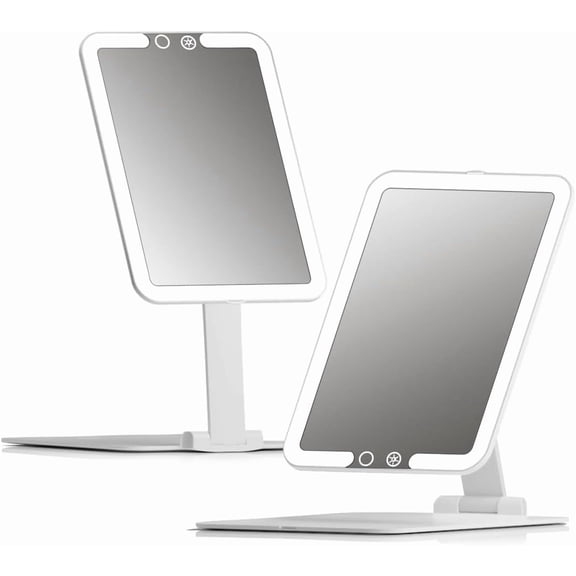 Fancii Nora Mini Rechargeable Travel Makeup Mirror with Bright LED Lights and 3 Color Modes - Ultra Thin, Portable and Lightweight, Touch Dimming, Compact Folding Mirror, Lighted Vanity Mirror