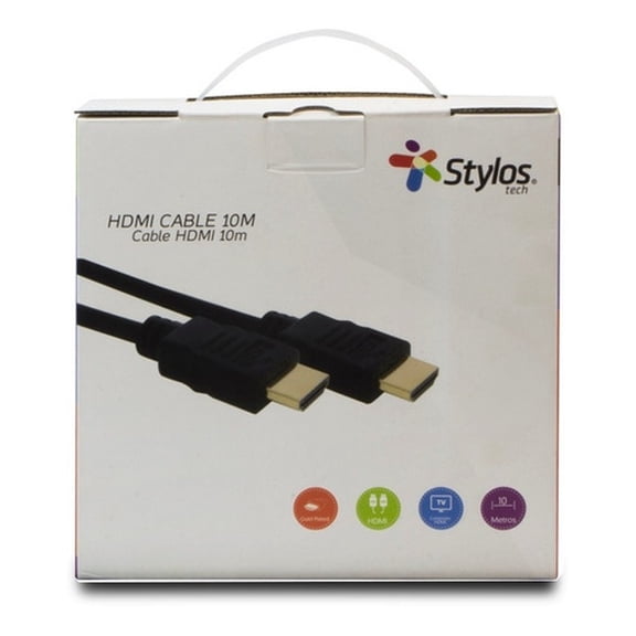 Cable de video HDMI Stylos M-M de 10m. Color Negro. Stylos STACHD12905018