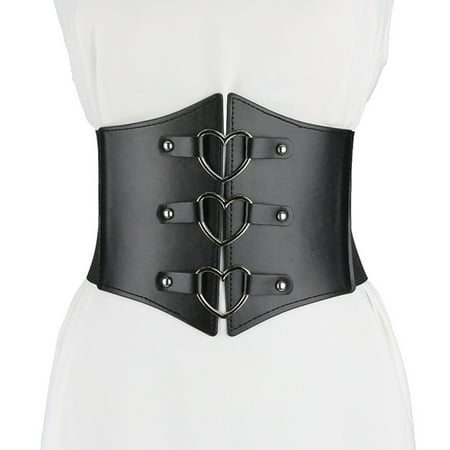 

BYDOT Corset PU Leather Cummerbunds Strap Belts for Women Banquet Elastic Tight High Waist Slimming Body Shaping Girdle Belt