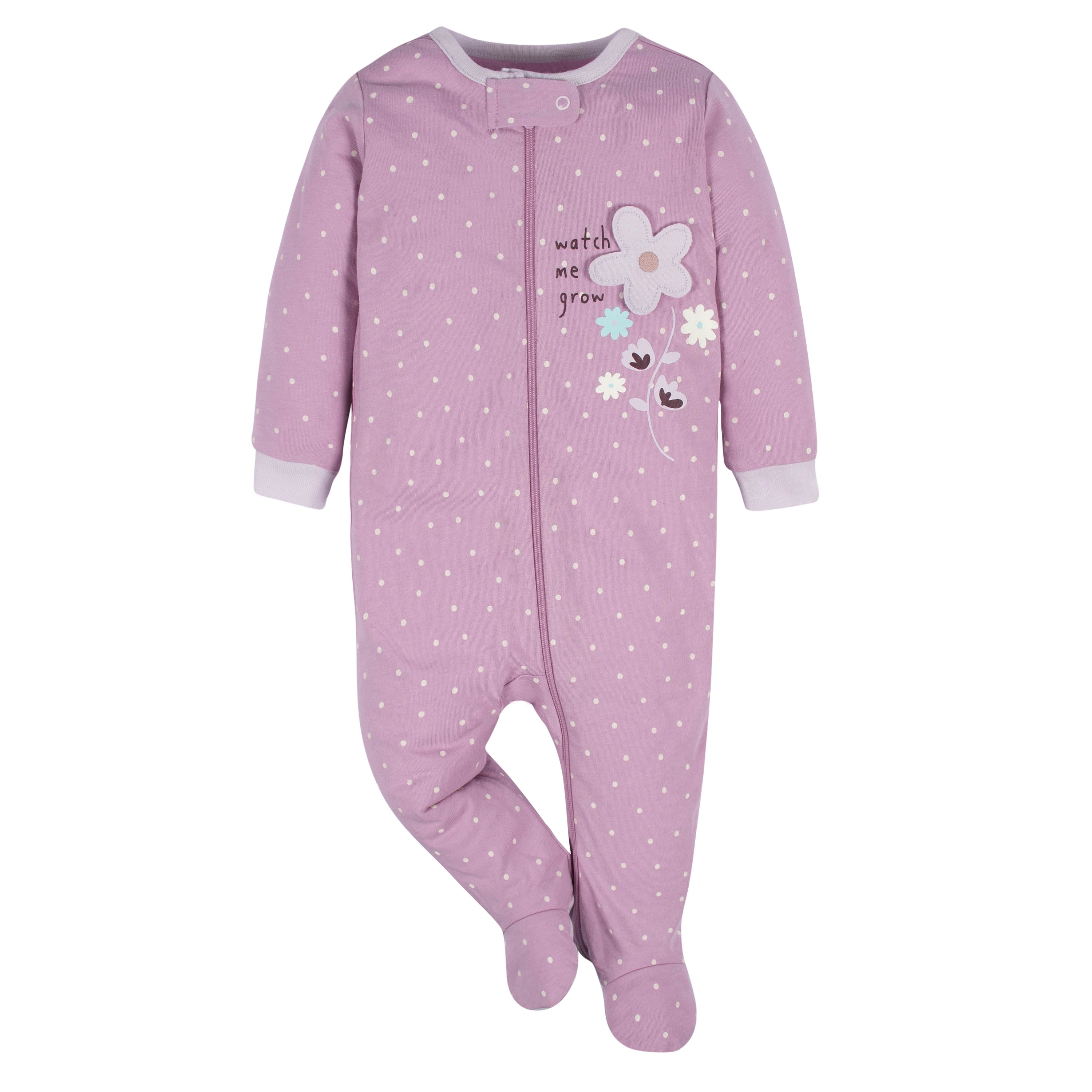 Gerber Baby Girl Sleep 'n Play Footed Pajamas, 4-Pack