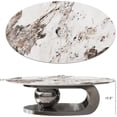 thumbnail image 2 of 49.2" Modern Oval Marble Coffee Table – Gray Stainless Steel Base, Scratch-Resistant, Easy Assembly, 2 of 8