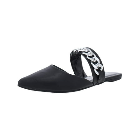 

BCBGeneration Ester Women s Faux Leather Chain Trim Banded Slide Mules