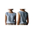 thumbnail image 3 of Women'S Crew Neck Casual Cap Sleeve Tops Lace Patchwork Basic Summer Loose Fit Blouse M, 3 of 7