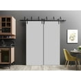 thumbnail image 3 of Sliding Closet Barn Bypass Doors 64 x 80 inches | Planum 0010 Matte Grey | Sturdy 6.6ft Rails Hardware Set | Wood Solid Bedroom Wardrobe Doors, 3 of 6