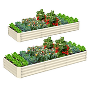 2 Pack 8x3x1ft Galvanized Raised Garden Bed Metal Above Ground Planter Box Kit Outdoor for Vegetables Flowers Herbs, (Light Ivor)