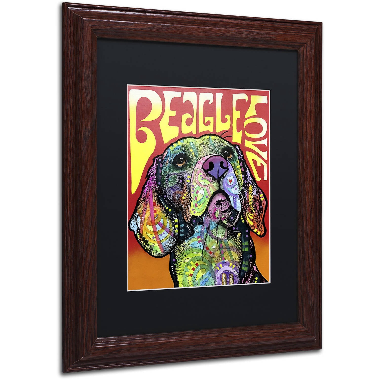 Trademark Fine Art 'Beagle Love' Canvas Art by Dean Russo, Black Matte, Wood Frame