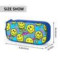 thumbnail image 4 of Large Capacity Pencil Case, Funny Yellow Smile Face Pattern Pencil Pouch 2 Compartments Pencil Bag, 4 of 5