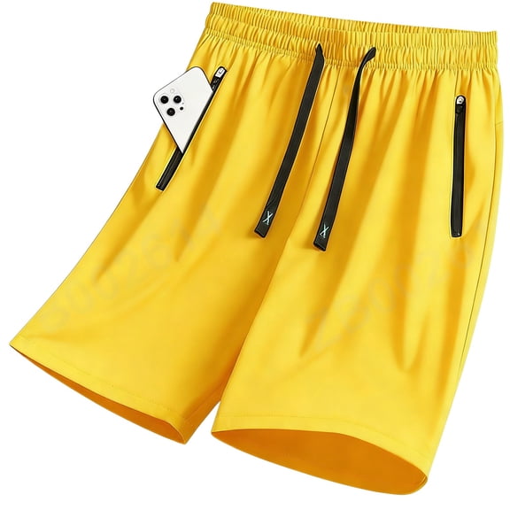 Only Moment Linerless Relaxed Casual Shorts for Women Nylon,Spandex Lightweight Shorts for Women Casual Summer Shorts with Pockets Womens Gym Shorts Yellow,S