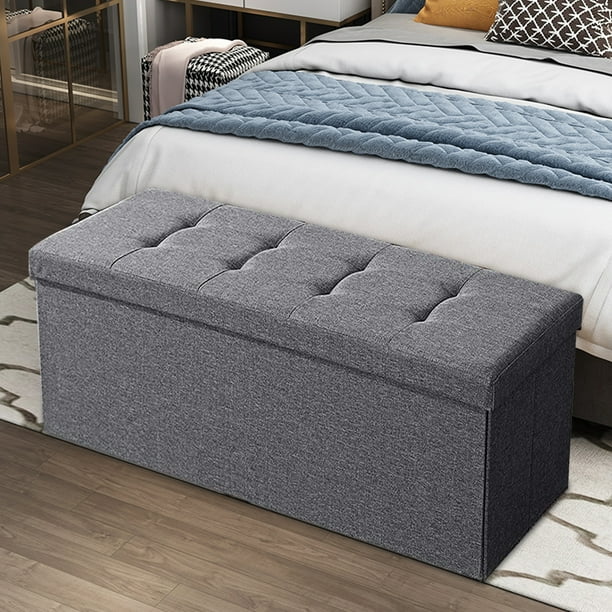 43 Inches Storage Ottoman Bench, Stool, Foot Rest Shoe Bench, Foldable
