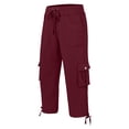 thumbnail image 4 of vigerkar Womens Capris with Pockets Loose Fit Casual Capri Pants Dressy Lightweight Ladies Baggy Cargo Pants for Hiking (Wine, XL), 4 of 4