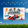 thumbnail image 3 of Racing Car Banner Checkered Flags Kids Party Decoration for Children's Birthday Indoor Event Celebration, 3 of 9