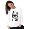 thumbnail image 4 of Cat with Glasses Let's Get Cray Funny Women Crewneck Sweatshirt Brisco Brands S, 4 of 5