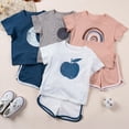 thumbnail image 4 of TOWED22 Little Girls Summer Clothes Set Teen Girls 2-Piece Outfit Casual T-Shirt + Shorts Size 6-12 Years White,4-5 Y, 4 of 9