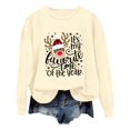 thumbnail image 1 of Wyzesi Chandails pour Femmes Chemise Manches Courtes Noël Oversize Femmes Chandails à Manches Longues Col Rond Imprimé Lettres Chandails Légers Amples Blouse Haut, 1 of 6