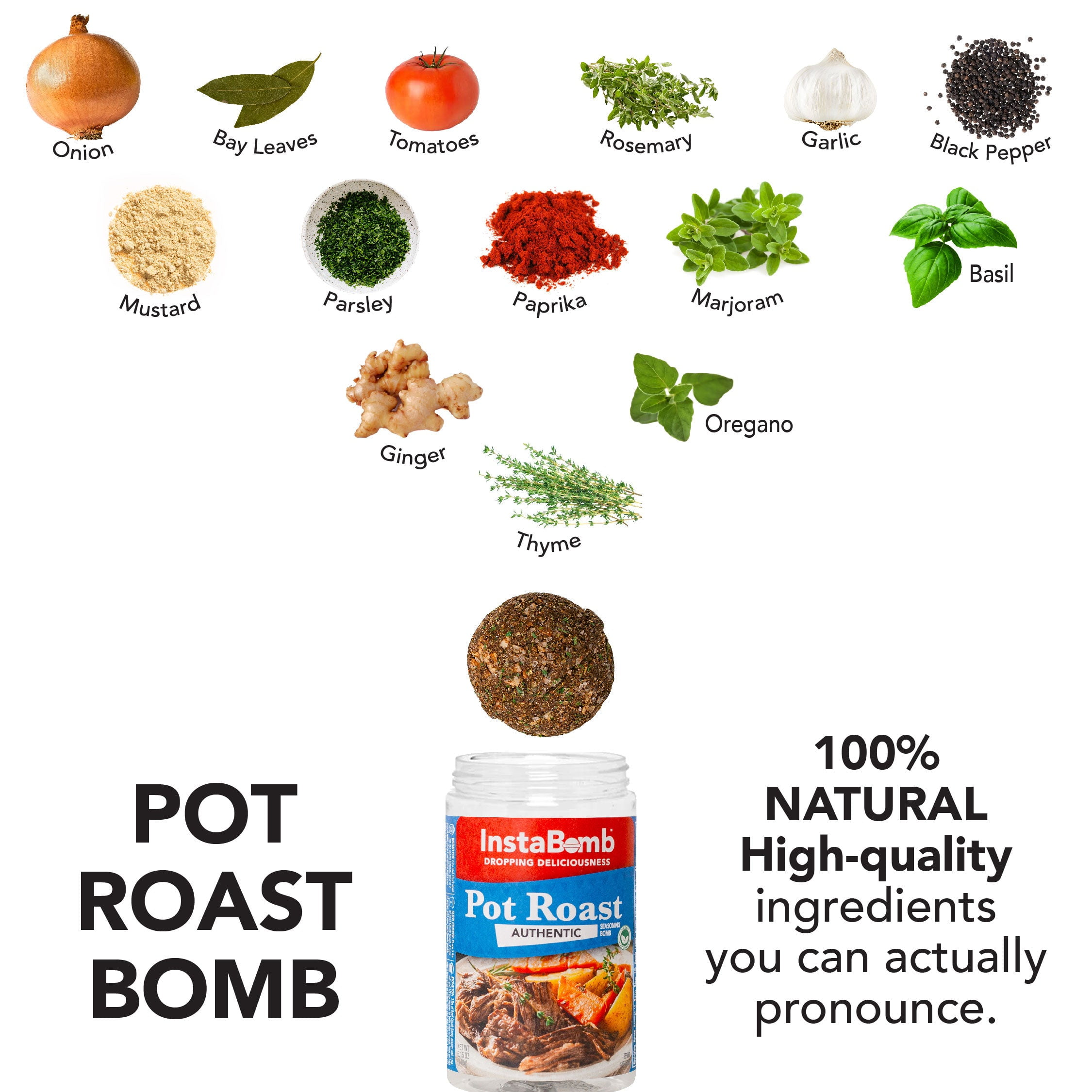 InstaBomb Pot Roast Bomb - 2 Pack - Just Add Water, Meat, & 1 Birria Bomb - Seasoning Bomb - Instant Pot - Slow Cooker