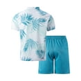 thumbnail image 5 of Stamzod Mens Vacation Outfits 2 Piece Summer Short Sleeve Turndown Hawaiian Shirts and Shorts Sets Casual Loose Plus Size Beach Outfits for Men Blue L, 5 of 5