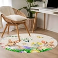 thumbnail image 5 of Round Area Rug 4ft, Easter Rabbit Eggs on Spring Flowers Non-Slip Non-Shedding Floor Mat, Watercolor Butterfly on Linen Washable Sturdy Carpet for Living Room Bedroom Home Decor, 5 of 9